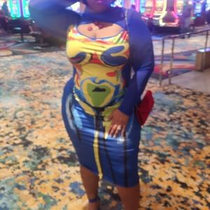 Plus Body Heat Map Print Cut Out Bodycon Dress